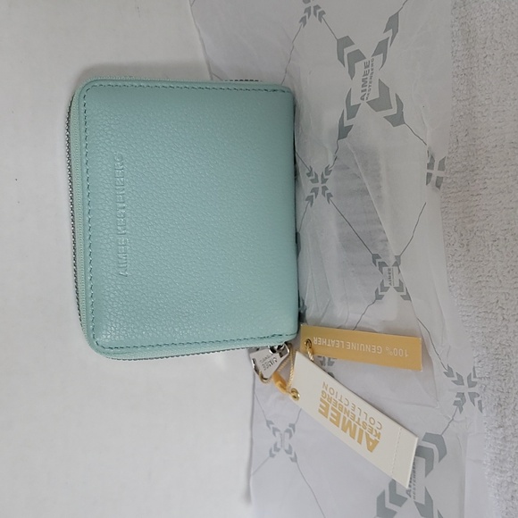 Aimee Kestenberg Handbags - Aimee Kestenberg pale turquoise zip around card wallet